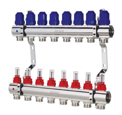 Коллекторный блок 1"x8 WAYS  на 8 контуров