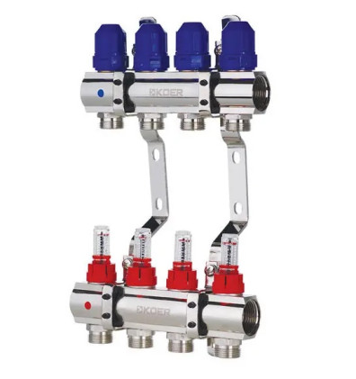 Коллекторный блок   1"x4 WAYS  на 4 контура