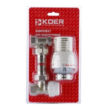 Комплект KOER KR.1320 1/2'' для подключения радиатора (угловой) с термоголовкой